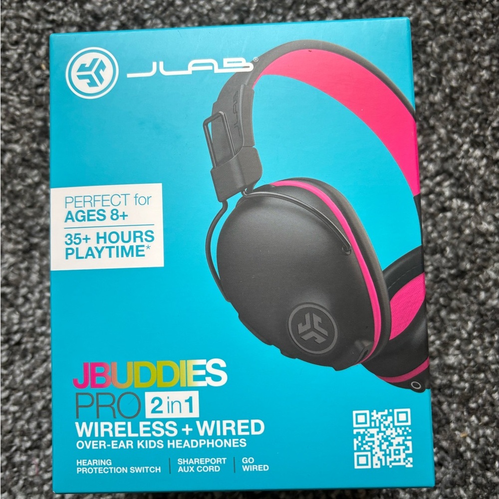 JLab JBuddies Pro 2-in-1 Kids Headphones - Black & Pink